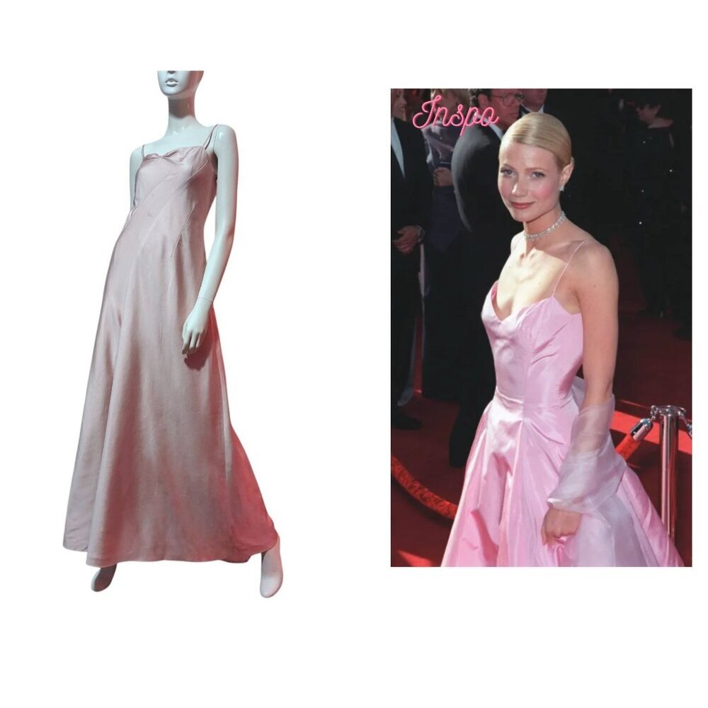 VTG 90s BCBG MaxAzria Silk Prom Dress 12 Bias Blush Minimalist 100% Silk Twill